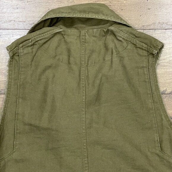 Wilfred Free Aritzia Vest Womens Small Linen Blend Military‎ Utility Layer Green - Picture 8 of 11